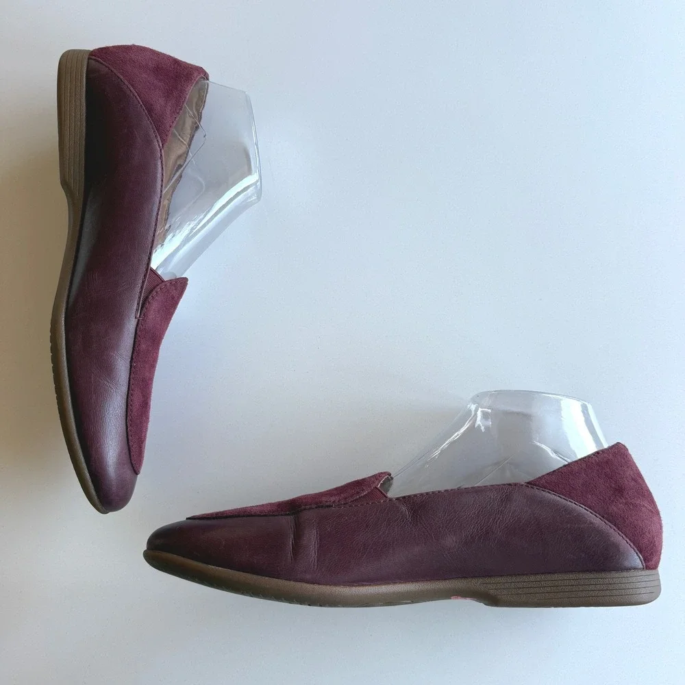 Dansko Lace Glazed Kid Leather Suede Wine Comfort Loafers Shoes eu 41 US 10 - Picture 2 of 9